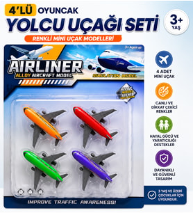 4'lü Oyuncak Yolcu Uçağı Seti Renkli Mini Uçak Modelleri