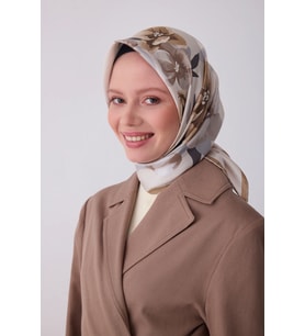 Belli Twill İpek Desenli Eşarp 4330D