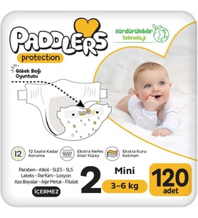 Protection Bebek Bezi 2 Numara Mini (3-6 Kg) 120 Adet – 2’li Jumbo Set, Maksimum Koruma