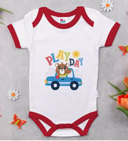 BK Kids Play Day Tasarımlı Kırmızı Bebek Body Zıbın-1