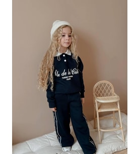 Kız Çocuk 3 İplik Şardonlu Sweatshirt ve Salaş Eşofman Alt Takım 50391 LACİVERT
