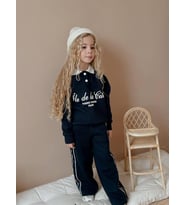 Kız Çocuk 3 İplik Şardonlu Sweatshirt ve Salaş Eşofman Alt Takım 50391 LACİVERT