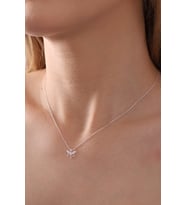 925 Ayar Gümüş Zincirli Zirkon Taşlı Minimal Yusufçuk Kolye