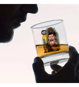 Kişiye Özel Tahtaki Kral Karikatürlü Viski Bardağı