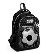 Coral High Siyah Futbol Desenli Erkek Çocuk İlkokul Çantası ve Günlük Sırt Çantası