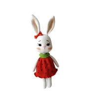 Karpuz Elbiseli Keyifli Tavşan Amigurumi Organik Oyuncak