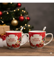 Kutulu Noel Babalı - Kupa Çiftli Kaşıklı Yılbaşı Özel Set