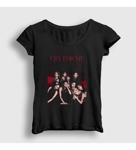 Presmono Kadın Siyah Cry For Me K-Pop Twice T-Shirt 280229tt