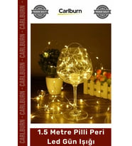 #PeriLed Dekoratif Bakır Tel Masa Süsleme Sıcak Beyaz Işık 15 Metre Pilli Peri Led Gün Işığı