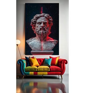 NEON TONLARDA HEYKEL V11 Ev Duvar Salon Güzellik Salonu Ofis Dükkan Dekarasyon Kanvas Tablo (Çok Renkli)