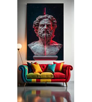NEON TONLARDA HEYKEL V11 Ev Duvar Salon Güzellik Salonu Ofis Dükkan Dekarasyon Kanvas Tablo (Çok Renkli)