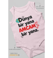 Dünya bir yana, amcam bir yana Sıfır Kollu Bebek Zıbını %100 Pamuk