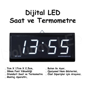 Dijital Saat Termometre 38mm Beyaz