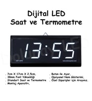 Dijital Saat Termometre 38mm Beyaz