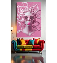 RENKLİ MEDUSA 1 :) Ev Duvar Salon Güzellik Salonu Ofis Dükkan Dekarasyon Kanvas Tablo (Çok Renkli)