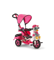 Baby Poufi Penguen Figürlü Ebeveyn Kontrollü Bisiklet Pembe