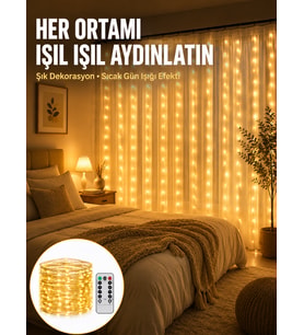 Dekoratif Perde Peri Led Günışığı Renk 8 Fonksiyonlu Işık Yeni Nesil