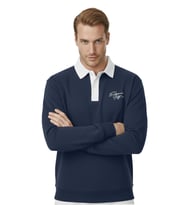 DeepSEA Erkek Lacivert Relax Fit İçi Polarlı Polo Yaka Sweatshirt – Pamuklu Kalın Sweatshirt 2600762