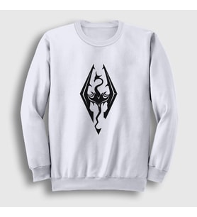 Presmono Unisex Beyaz Skyrim Oyun The Elder Scrolls V Sweatshirt 432642tt (Beyaz)