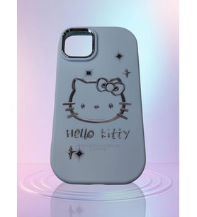 iPhone 13 Pro  Max  Hello Kitty Kabartmalı Kaliteli Silikon Telefon Kılıfı (Mavi)