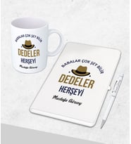 Kişiye Özel  Dedeler Herşeyi Bilir Babalar Günü Hediyesi Defter& Kupa   &Kalem Seti