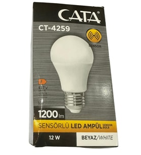 Cata CT-4259 12W 6400K (Beyaz Işık) Sensörlü E27 Duylu Led Ampul 
