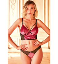 KadifeBalensiz Desteksiz Dolgusuz Yaka Detaylı Bralet Sütyen ve Slip Takım (Çok Renkli)
