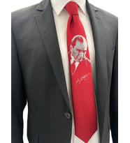 Brianze Kırmızı M.Kemal Atatürk Dokuma Kravat