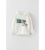 ERKEK ÇOCUK ALL GENERATIONS KAPŞONLU PAMUK SWEAT (Ekru)