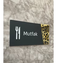 Mutfak Kapı Yönlendirme Levhası Oda İsimliği 24x12 Cm