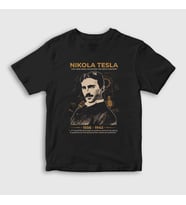 Presmono Unisex Çocuk Siyah Inventor Scientist Nikola Tesla T-Shirt 335092tt
