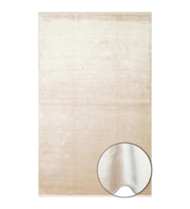 Hoom Rugs Como NAP 01 Latte Viskon & Floş Sık Dokuma Modern Salon Halısı (Krem)