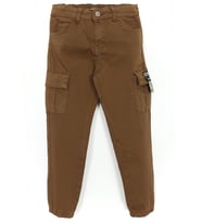 Kargo Cep Gabardin Erkek Çocuk Jogger Pantolon Kahverengi