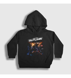 Presmono Unisex Çocuk Siyah Oyun Star Wars Outlaws Kapüşonlu Sweatshirt 476920tt