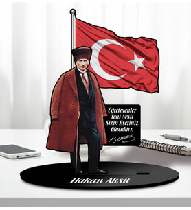 BK Gift Kişiye Özel Atatürk ve Öğretmenler Günü Tasarımlı Karikatür Biblo-2, Öğretmene Hediye