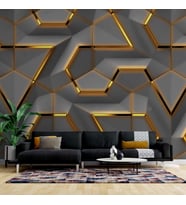 3 Boyutlu Siyah Gold Kabartma Görünümlü Duvar Kağıdı Baskı