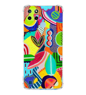 PrintiFy Realme C25 Uyumlu Retro Color 6 Baskılı Şeffaf Köşe Korumalı Antişok Kılıf