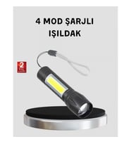 Mey İthalat® Ultra Dayanıklı 4 Mod Şarjlı Işıldak Suya ve Darbeye Dayanıklı 100.000 Saat LED Ömr
