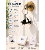 Siyah Hareketli Tekerlekli Vespa Anahtarlık Unisex Metal Scooter Anahtarlığı