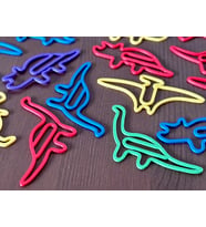 3D Baskı Dinozor Figürlü Kitap Ayracı ve Ataç Seti 15li - Karışık Desen - Siyah