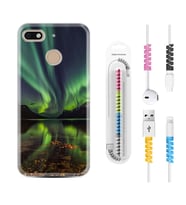 General Mobile GM8 Go GM9 GM20 Pro Plus Kılıf Kablo Koruma Spiral Silikon Kuzey Işıkları 1327