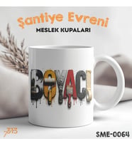 Boyacıya Hediye Meslek Kupası - Şantiye Serisi Boyacı Tipografi Özel Tasarım Baskılı Kupa Bardak