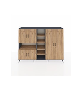 Hyperion Dolap 13 Raflı 6 Kapaklı 220x44x163 Antrasit-Çam