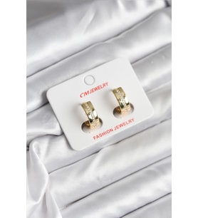 14K Gold Renk Kaplama Zirkon Taşlı Halka Model CM Kadın Küpe TJ-BKP11410