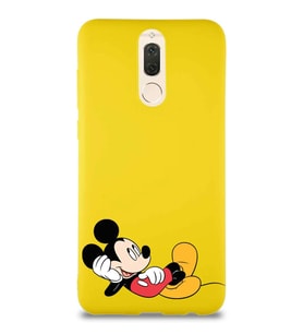 Huawei Mate 10 Lite Soft Premier Kapak Mickey Mouse-F Tasarımlı Silikon Kılıf - Sarı (Şeffaf)