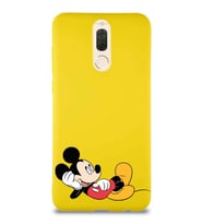 Huawei Mate 10 Lite Soft Premier Kapak Mickey Mouse-F Tasarımlı Silikon Kılıf - Sarı (Şeffaf)