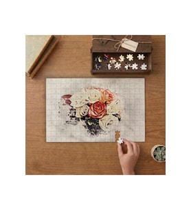 Renkli Gül Demeti Tasarımı 240 parça Ahşap Puzzle Ahşap Kutuda MP01943