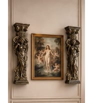 2'li 40 Cm Antik İşlemeli 3 Boyutlu Duvar Heykeli Seti Antik Roma Yunan Heykel Seti