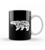 Retro Animal Bear I Just Want To Be Your Teddy White Kupa Bardak Porselen