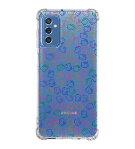 Samsung Galaxy M52  Köşe Korumalı Antişok Kapak Hello Kitty Tasarımlı Şeffaf Silikon Kılıf